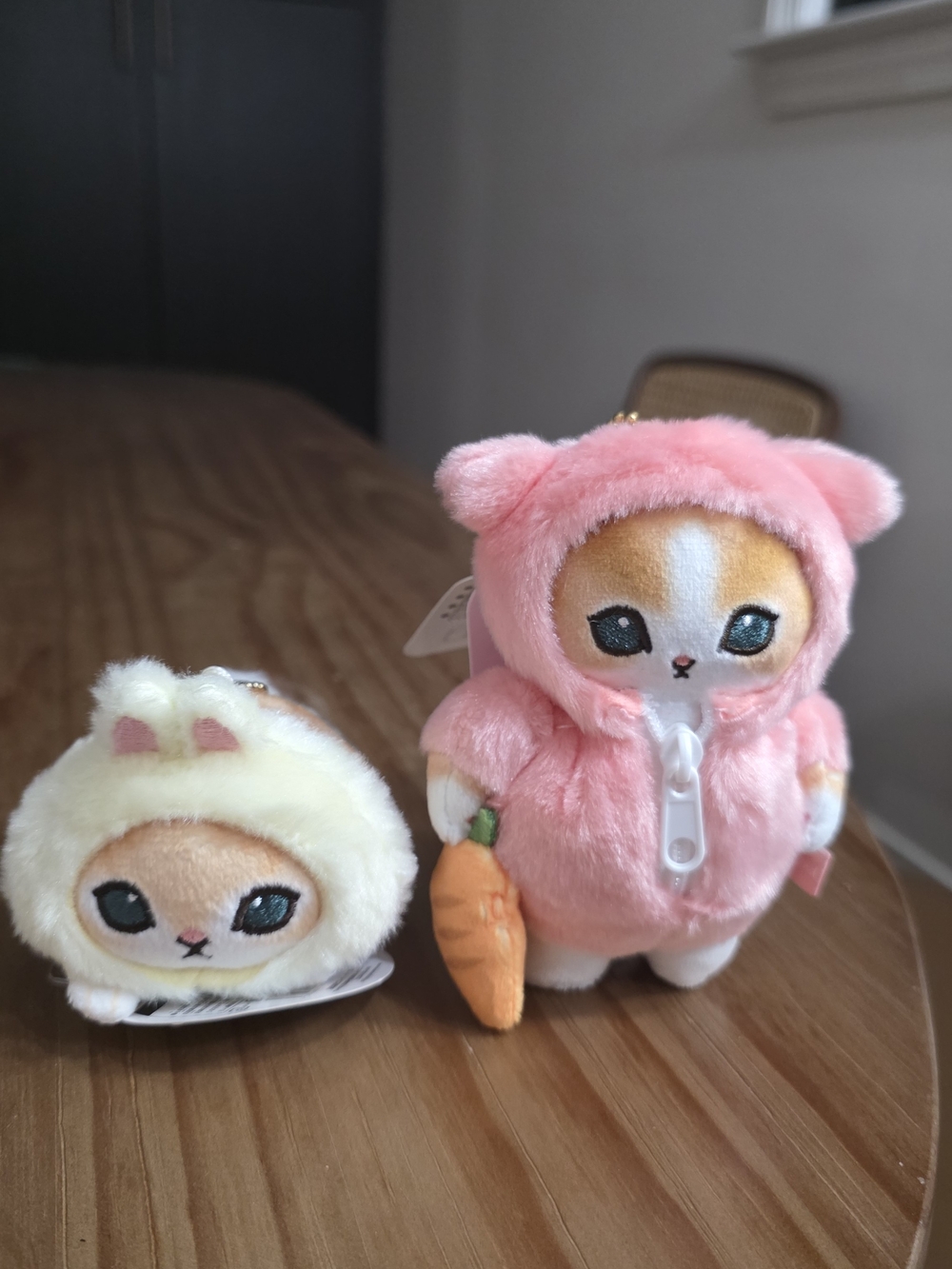 Pink Plush Animal Key & Card Holder with Carrot Charm